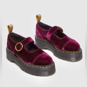 Dr. Martens - Addina Burgundy Velvet platform Mary Jane Size 9W